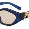 SHAUNA Diamond Sharp Fashion Metal Jumping Cheetah Decoration Fashion Women Small Cat Eye Sunglasses