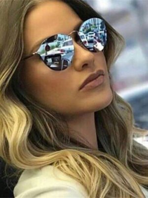 NYWOOH Cat Eye Sunglasses Women Luxury Coating Mirror Sun Glasses Female Retro Rimless Metal Eyewear UV400