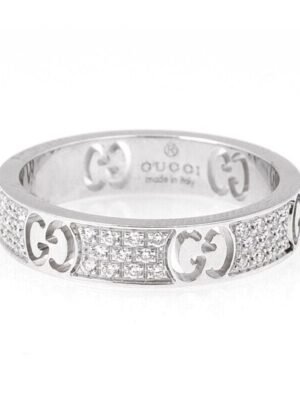 18K Double G Icon Full Diamonds Ring