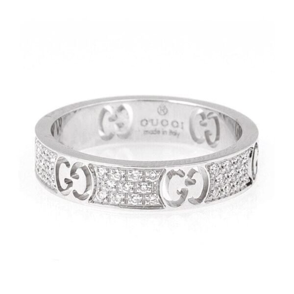 18K Double G Icon Full Diamonds Ring