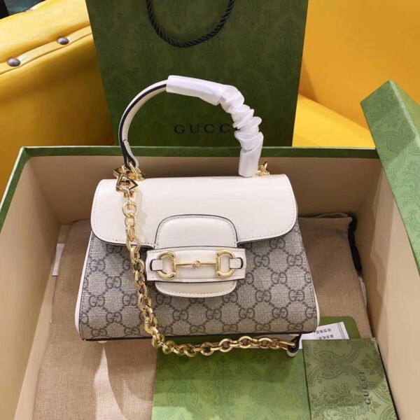 gg Horsebit 1955 Mini Bag White For Women, Women’s Bags 8.7in/22cm gg ?703848 92TCK 9761