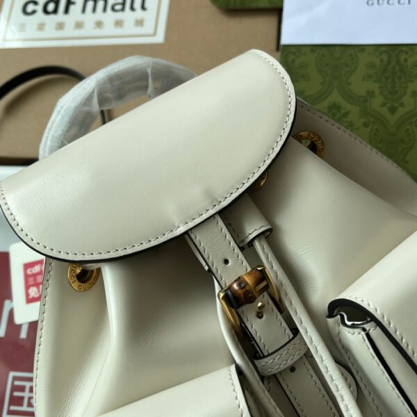 gg Bamboo Small Backpack White For Women, Women’s Bags 8.6in/22cm gg ??702101 UZY0T 9022