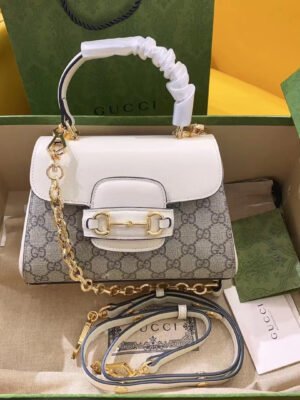 gg Horsebit 1955 Mini Bag White For Women, Women’s Bags 8.7in/22cm gg ?703848 92TCK 9761