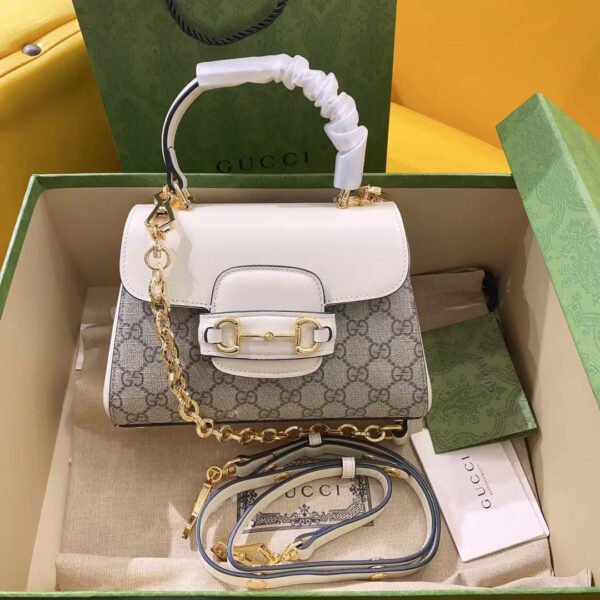 gg Horsebit 1955 Mini Bag White For Women, Women’s Bags 8.7in/22cm gg ?703848 92TCK 9761