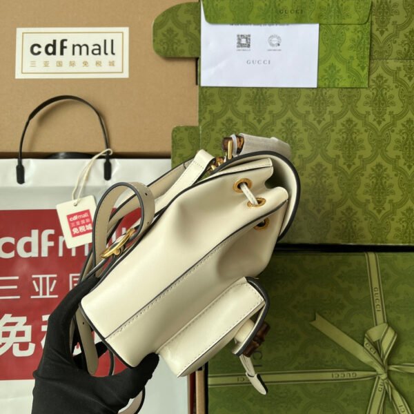 gg Bamboo Small Backpack White For Women, Women’s Bags 8.6in/22cm gg ??702101 UZY0T 9022
