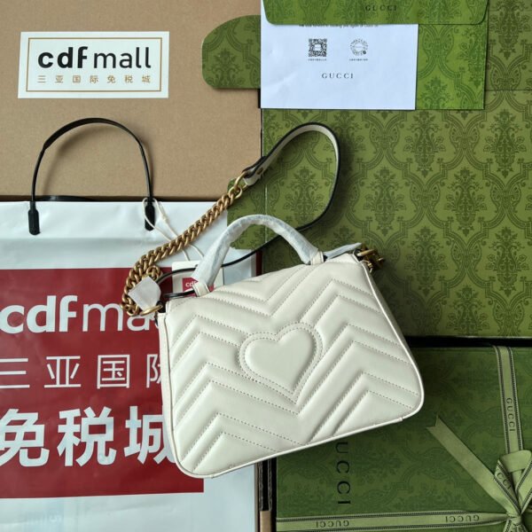 gg Marmont Mini Top Handle Bag White For Women, Women’s Bags 8.3in/21cm gg ?547260 DTDIT 9022