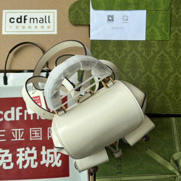 gg Bamboo Small Backpack White For Women, Women’s Bags 8.6in/22cm gg ??702101 UZY0T 9022