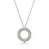 18K T Edge Circle Diamond Pendant Necklace