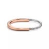 18K T Lock Bangle Half Pav¨¦ Diamonds Bracelet