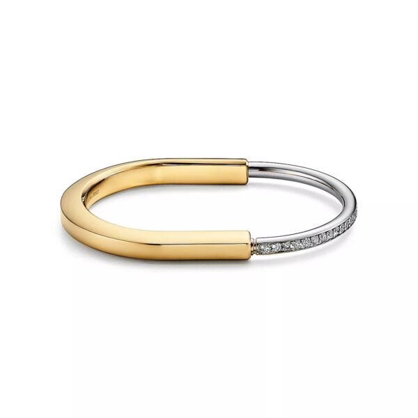 18K T Lock Bangle Half Pav¨¦ Diamonds Bracelet