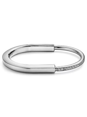 18K T Lock Bangle Half Pav¨¦ Diamonds Bracelet
