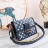 LV Dauphine MM Denim Jacquard Monogram Pattern Navy Blue For Women,  Shoulder And Crossbody Bags 9.8in/25cm LV M59631