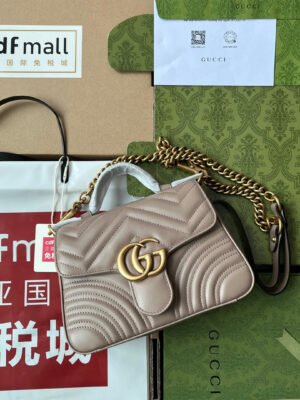 gg Marmont Mini Top Handle Bag Nude For Women, Women’s Bags 8.3in/21cm gg