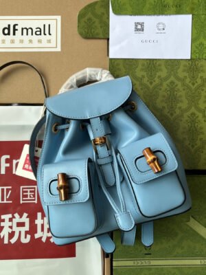 gg Bamboo Small Backpack Blue For Women, Women’s Bags 8.6in/22cm gg ??702101 UZY0T 4338