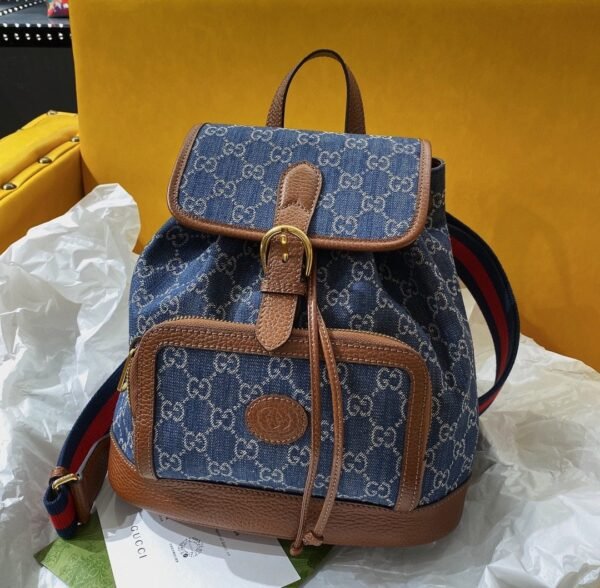 gg Backpack With Interlocking G Blue For Women, Women’s Bags 11.8in/30cm gg