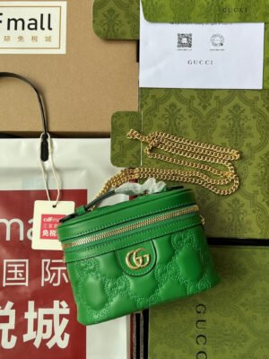 gg Quilted gg Mini Handbag Green For Women, Women’s Bags 6.3in/16cm gg 723770 UM8IG 3219