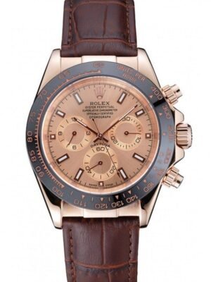 Rolex Cosmograph Daytona Brown Dial Rose Gold Case Brown Leather Bracelet 1454243